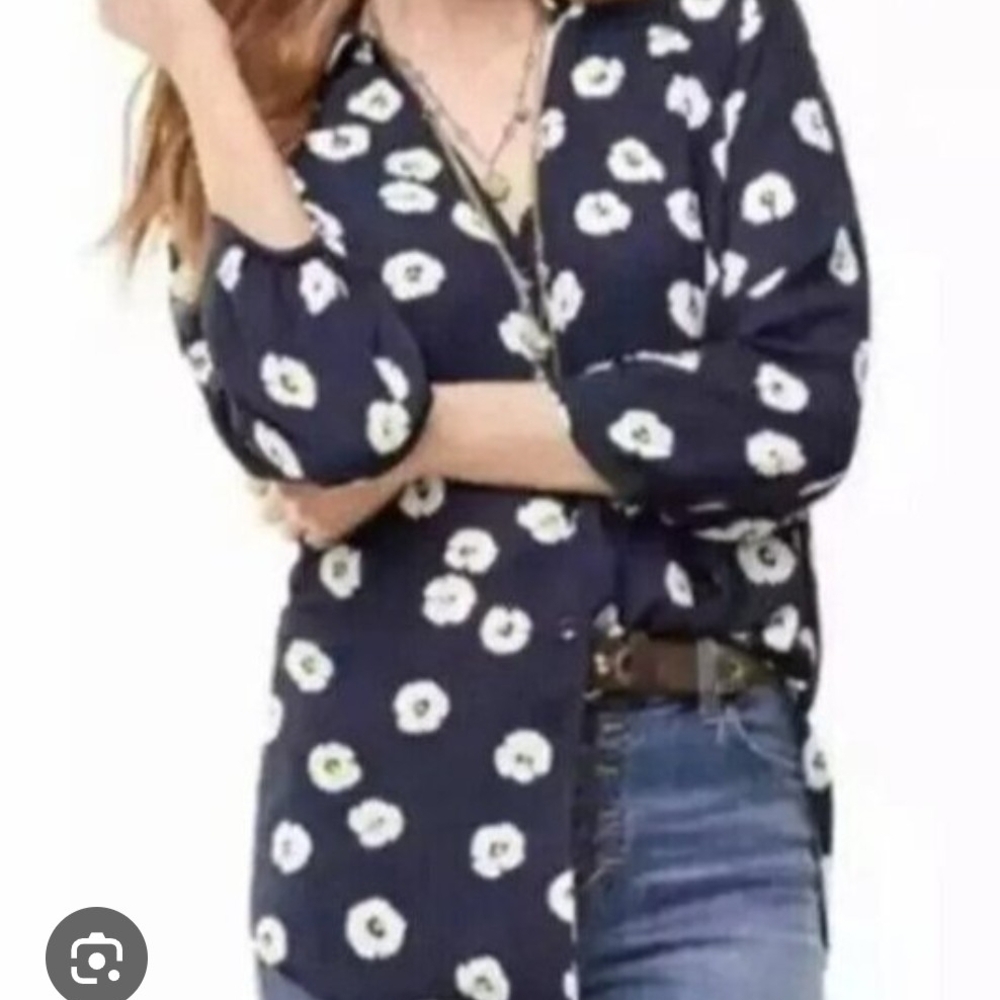 CAbi Navy Floral Blouse